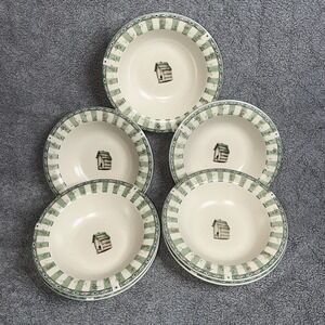 Pfaltzgraff Naturewood Set of 7 Stoneware Soup/Cereal Bowls Birdhouse‎